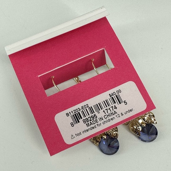 Betsey Johnson Butterfly Blue Cubic Zirconia Crystals Earrings - Picture 5 of 6